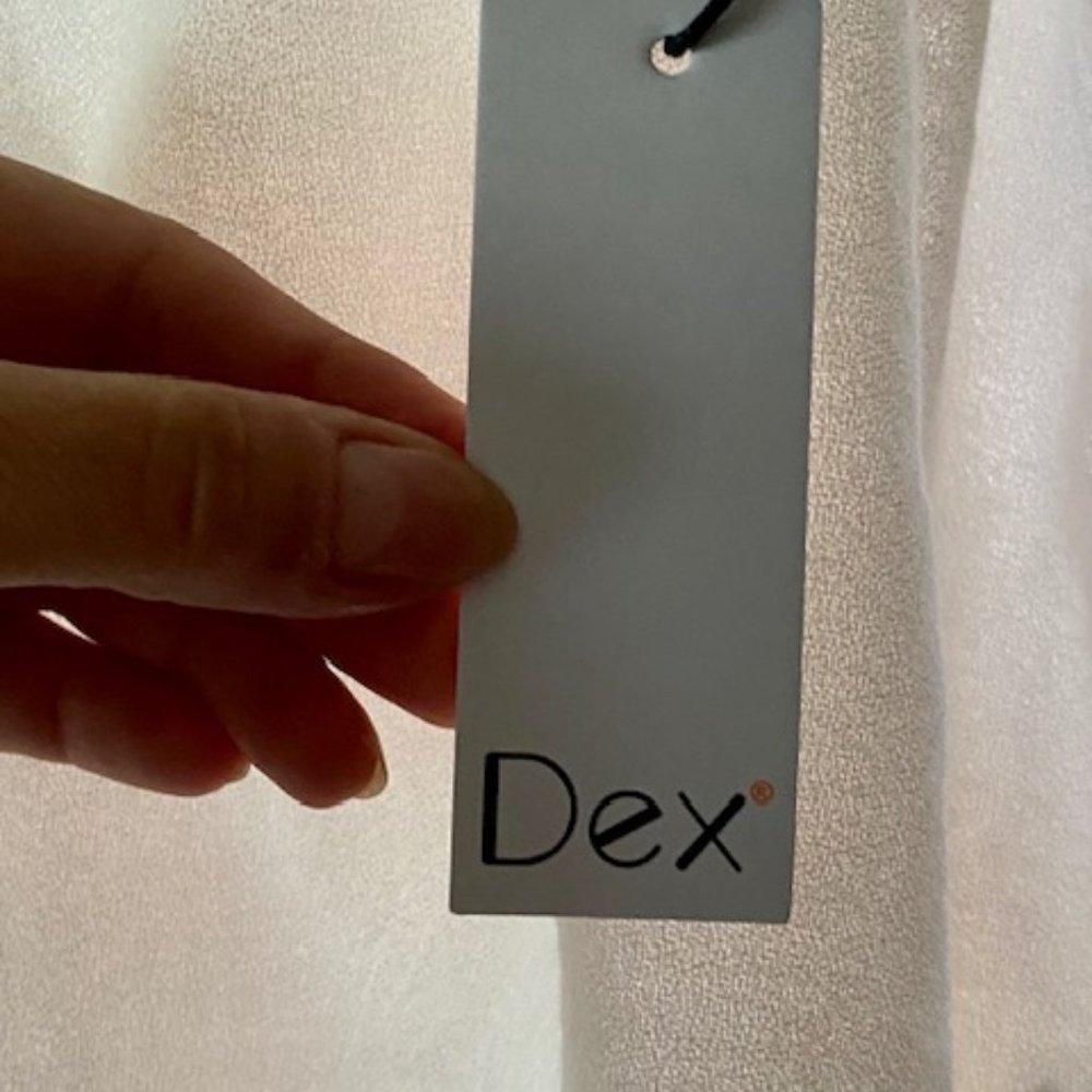 Dex White Sleeveless Blouse with Floral Embroidery, Ruffle Trim - NWT - Picture 9 of 13